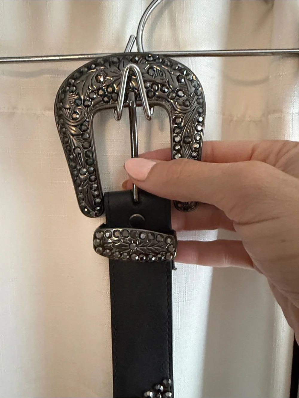 Women’s Black Studded Leather Belt
